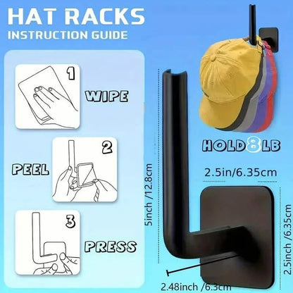 4-Pack: Wall Hat Rack, L-Shaped Storage Rack with Strong Adhesive - A-1 Thread Vault