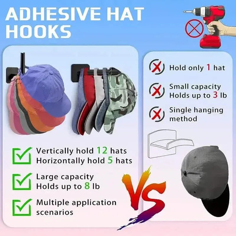 4-Pack: Wall Hat Rack, L-Shaped Storage Rack with Strong Adhesive - A-1 Thread Vault