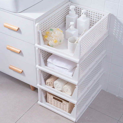 4-Packs: Plastic Storage Box Closet Organizer Foldable Storage with Slide Rail Push-Pull - A-1 Thread Vault