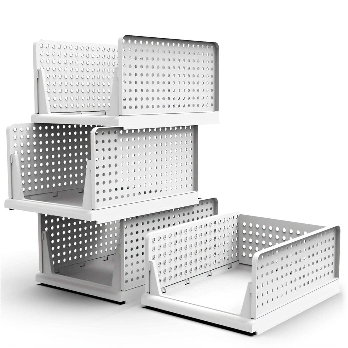 4-Packs: Plastic Storage Box Closet Organizer Foldable Storage with Slide Rail Push-Pull - A-1 Thread Vault
