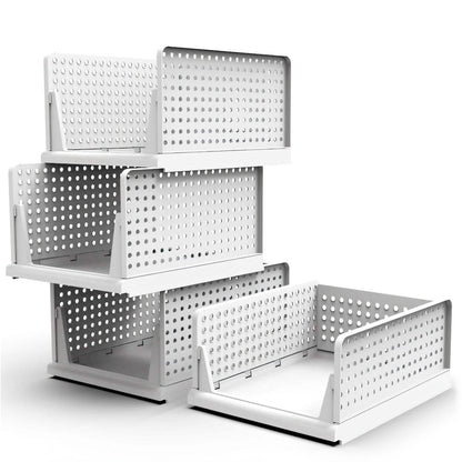 4-Packs: Plastic Storage Box Closet Organizer Foldable Storage with Slide Rail Push-Pull - A-1 Thread Vault