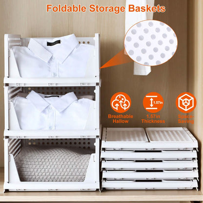 4-Packs: Plastic Storage Box Closet Organizer Foldable Storage with Slide Rail Push-Pull - A-1 Thread Vault