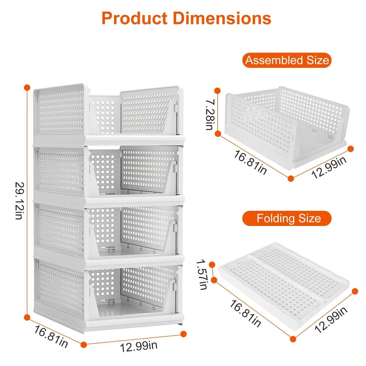 4-Packs: Plastic Storage Box Closet Organizer Foldable Storage with Slide Rail Push-Pull - A-1 Thread Vault