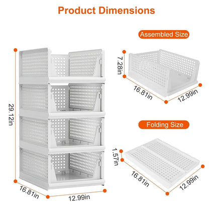4-Packs: Plastic Storage Box Closet Organizer Foldable Storage with Slide Rail Push-Pull - A-1 Thread Vault