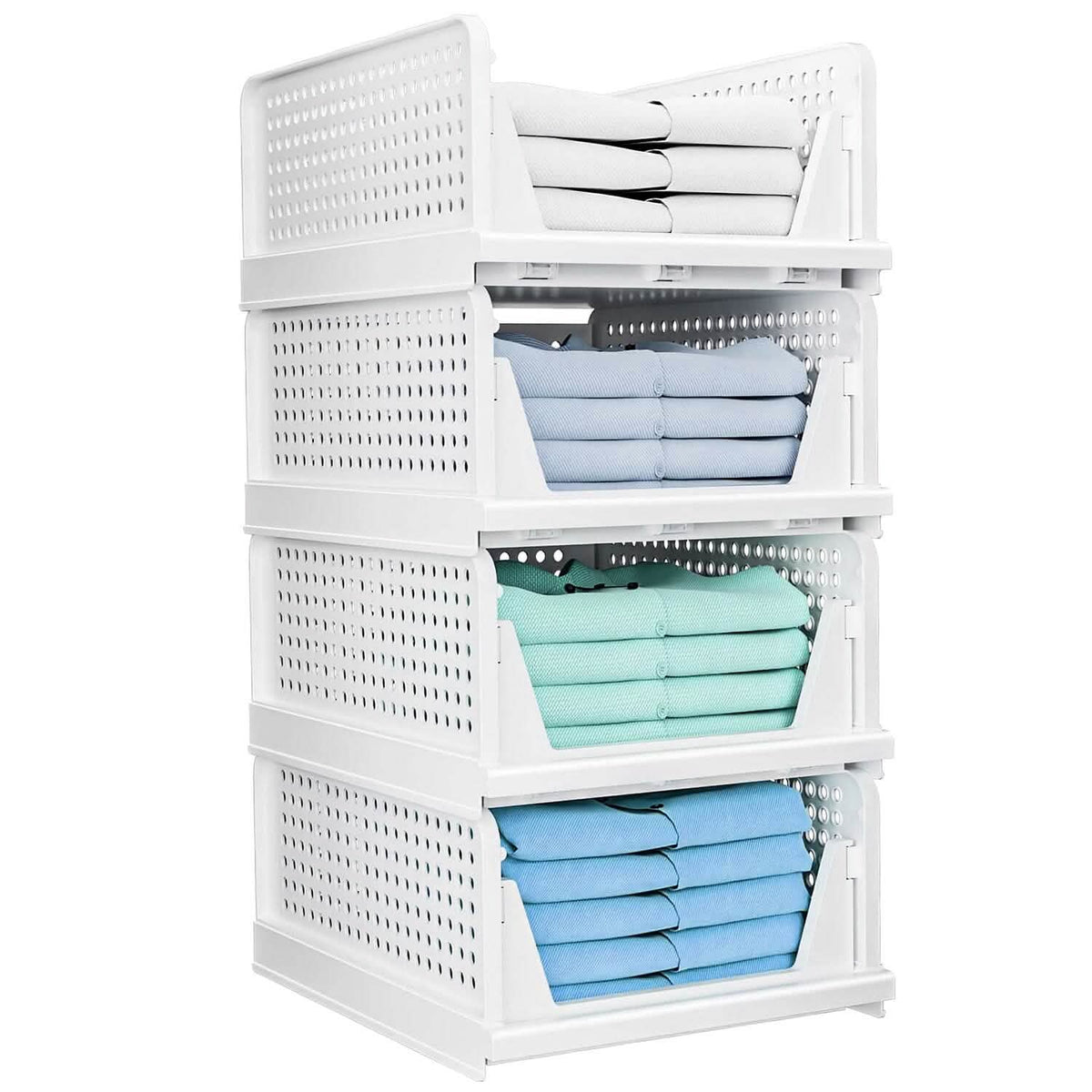 4-Packs: Plastic Storage Box Closet Organizer Foldable Storage with Slide Rail Push-Pull - A-1 Thread Vault