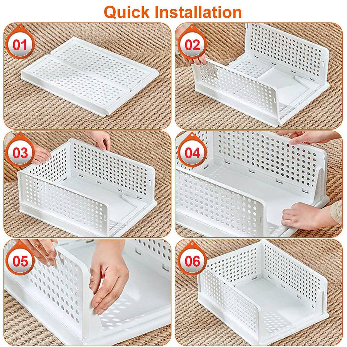 4-Packs: Plastic Storage Box Closet Organizer Foldable Storage with Slide Rail Push-Pull - A-1 Thread Vault
