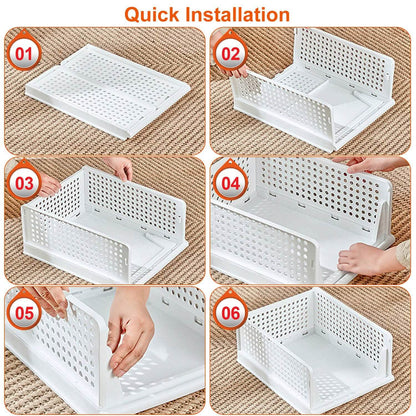 4-Packs: Plastic Storage Box Closet Organizer Foldable Storage with Slide Rail Push-Pull - A-1 Thread Vault