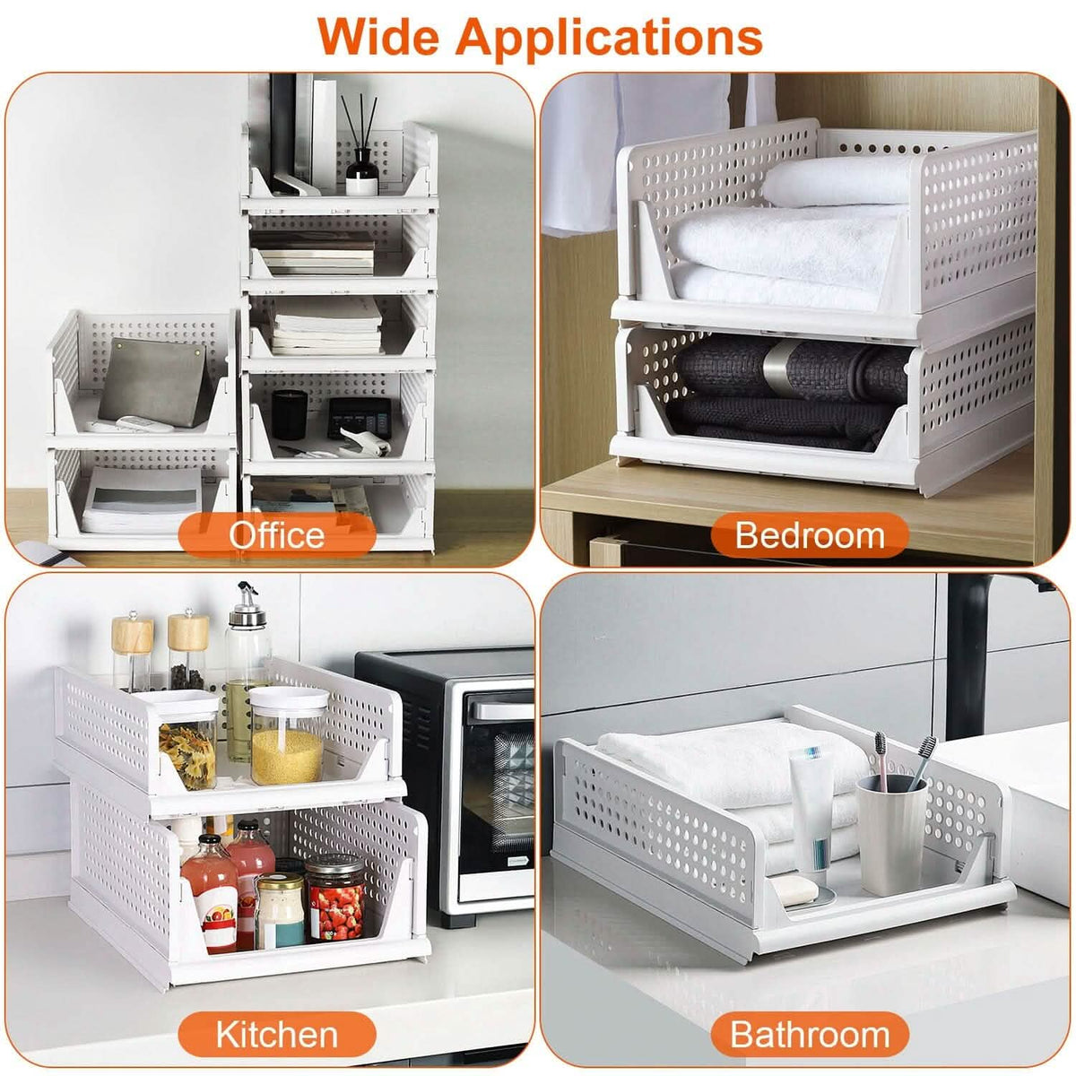 4-Packs: Plastic Storage Box Closet Organizer Foldable Storage with Slide Rail Push-Pull - A-1 Thread Vault