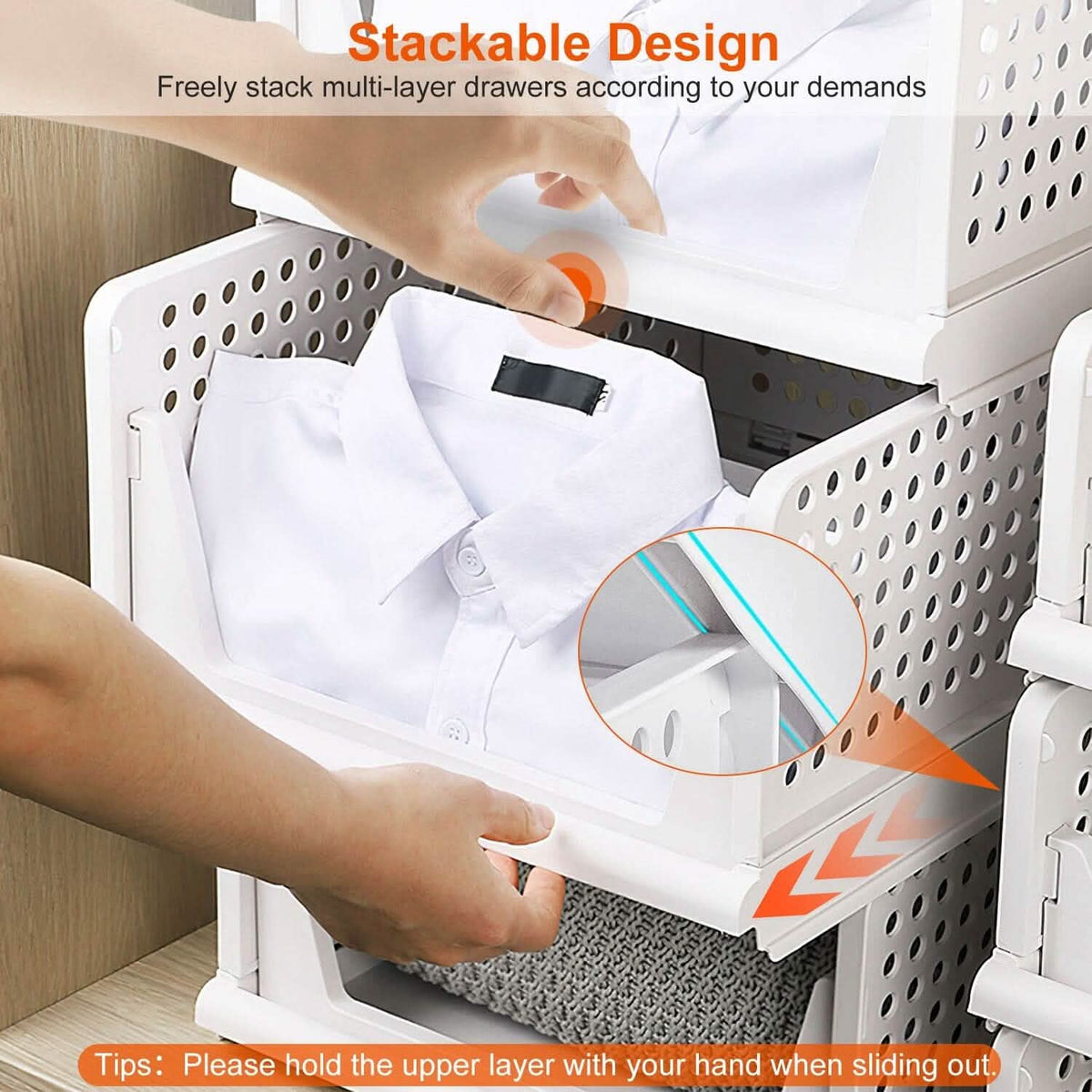 4-Packs: Plastic Storage Box Closet Organizer Foldable Storage with Slide Rail Push-Pull - A-1 Thread Vault