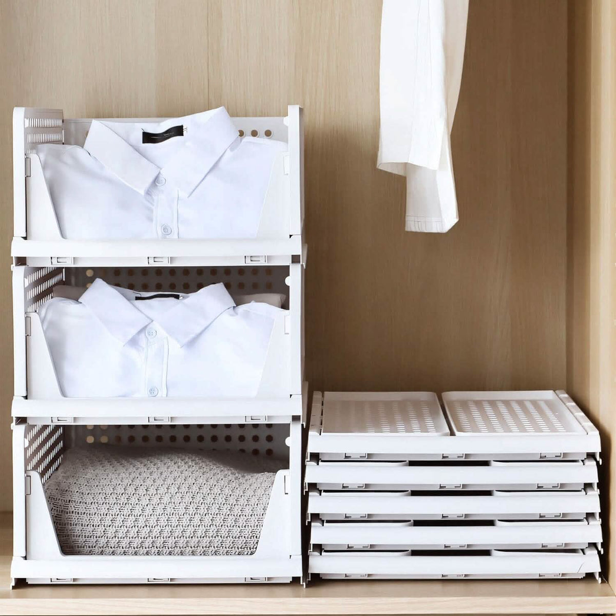 4-Packs: Plastic Storage Box Closet Organizer Foldable Storage with Slide Rail Push-Pull - A-1 Thread Vault