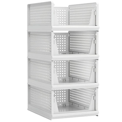 4-Packs: Plastic Storage Box Closet Organizer Foldable Storage with Slide Rail Push-Pull - A-1 Thread Vault