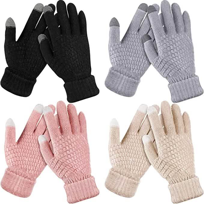4-Pair: Women's Winter Touch Screen Gloves Warm Fleece - A-1 Thread Vault