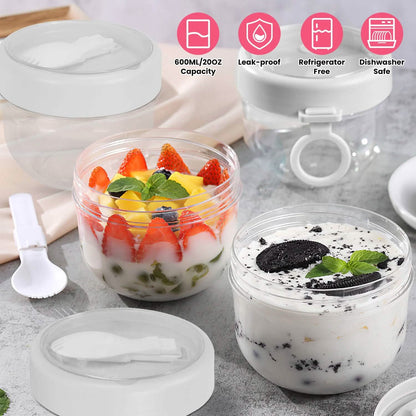 4-Piece: 20 Oz Oat Containers with Lids and Folding Spoons - A-1 Thread Vault