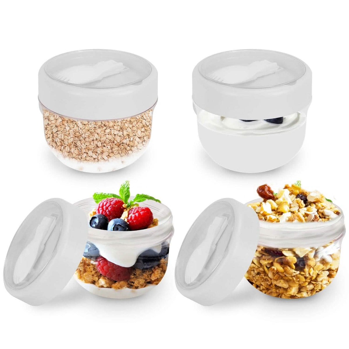 4-Piece: 20 Oz Oat Containers with Lids and Folding Spoons - A-1 Thread Vault