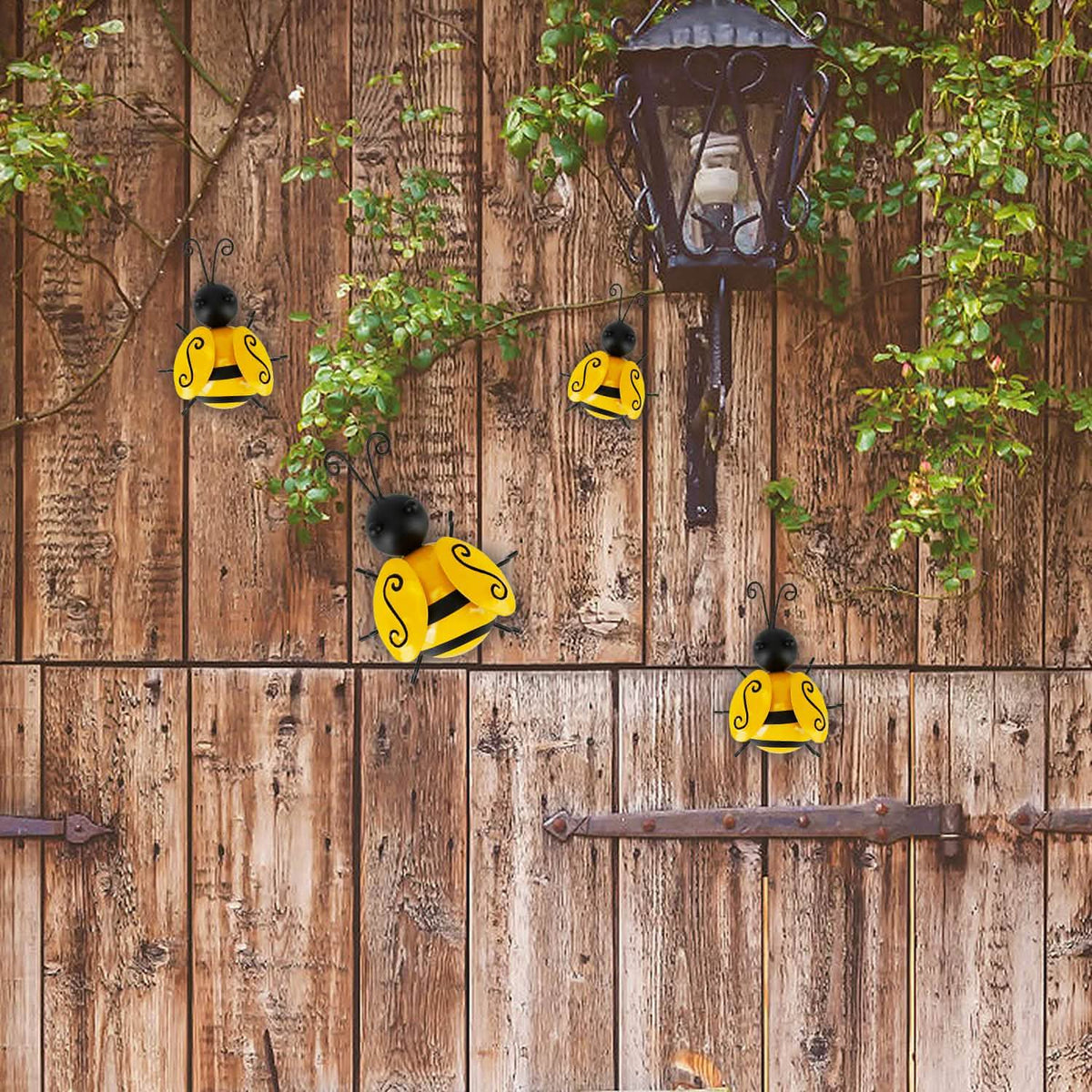 4-Piece: 3D Bumble Bee Ornament Set - A-1 Thread Vault