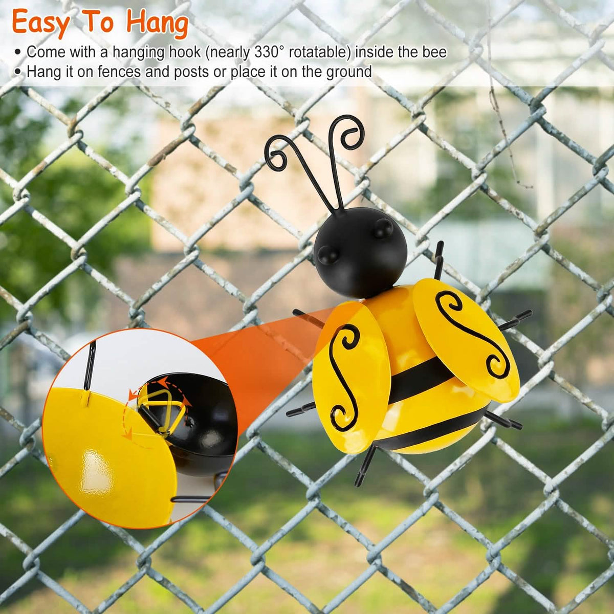 4-Piece: 3D Bumble Bee Ornament Set - A-1 Thread Vault