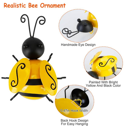 4-Piece: 3D Bumble Bee Ornament Set - A-1 Thread Vault