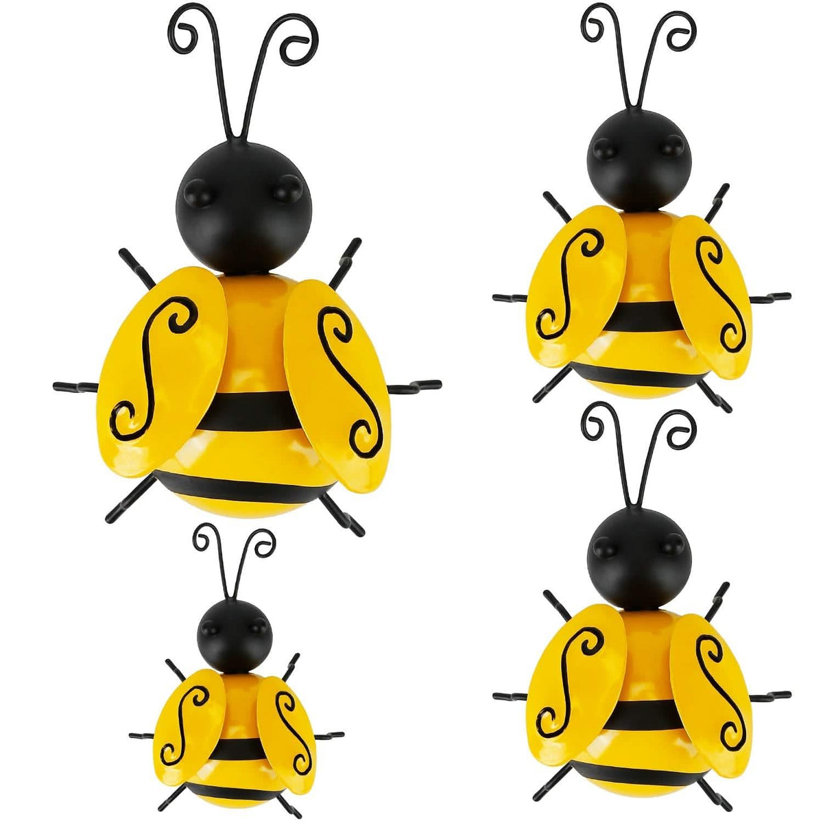 4-Piece: 3D Bumble Bee Ornament Set - A-1 Thread Vault