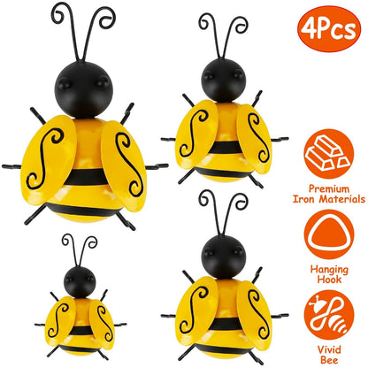 4-Piece: 3D Bumble Bee Ornament Set - A-1 Thread Vault