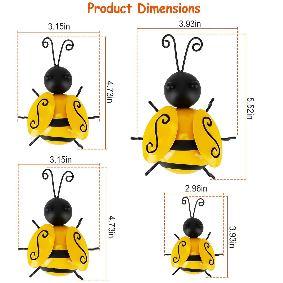 4-Piece: 3D Bumble Bee Ornament Set - A-1 Thread Vault