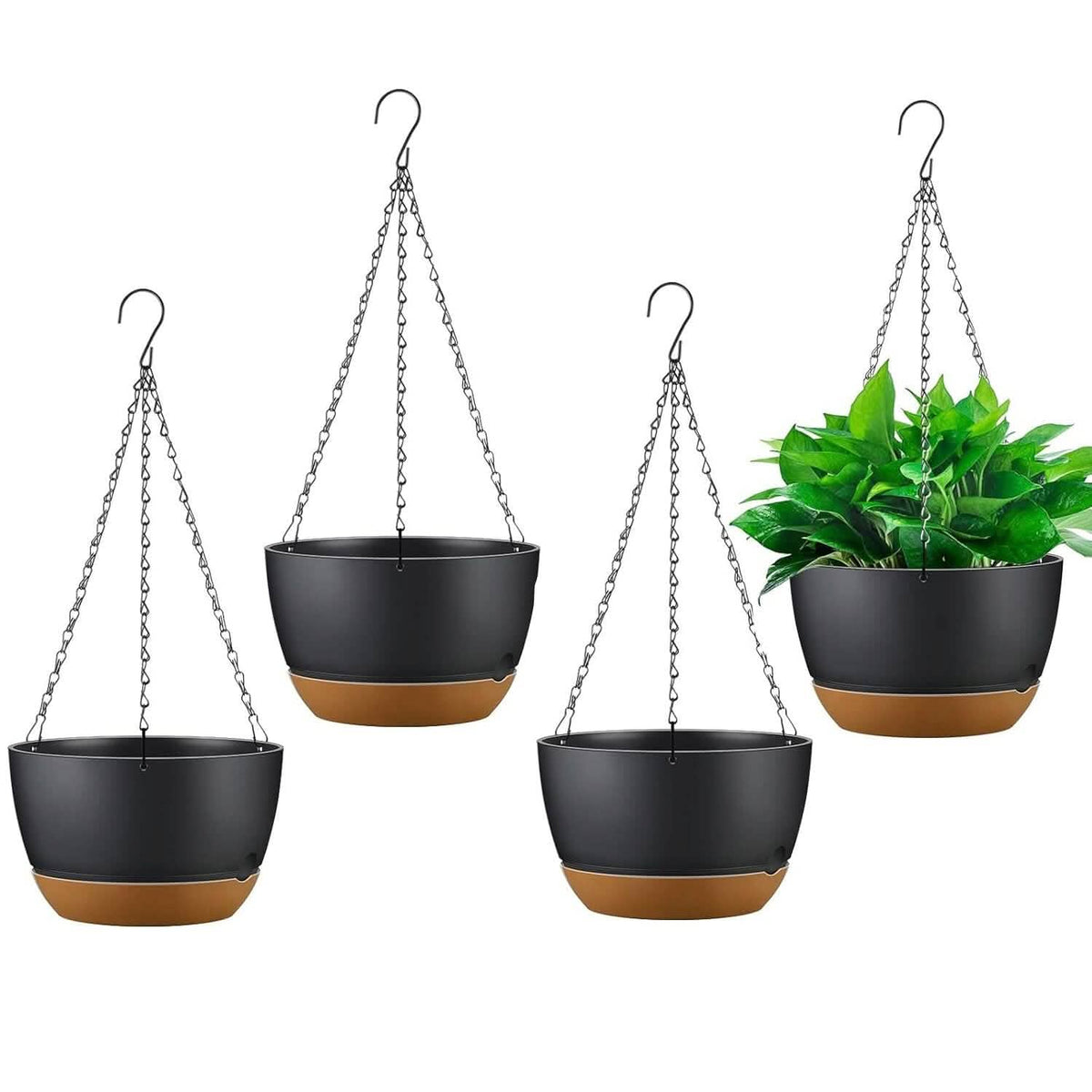 4-Piece: 9.64" Diameter Hanging Planter with Drainage Holes - A-1 Thread Vault