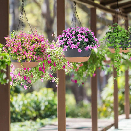 4-Piece: 9.64" Diameter Hanging Planter with Drainage Holes - A-1 Thread Vault