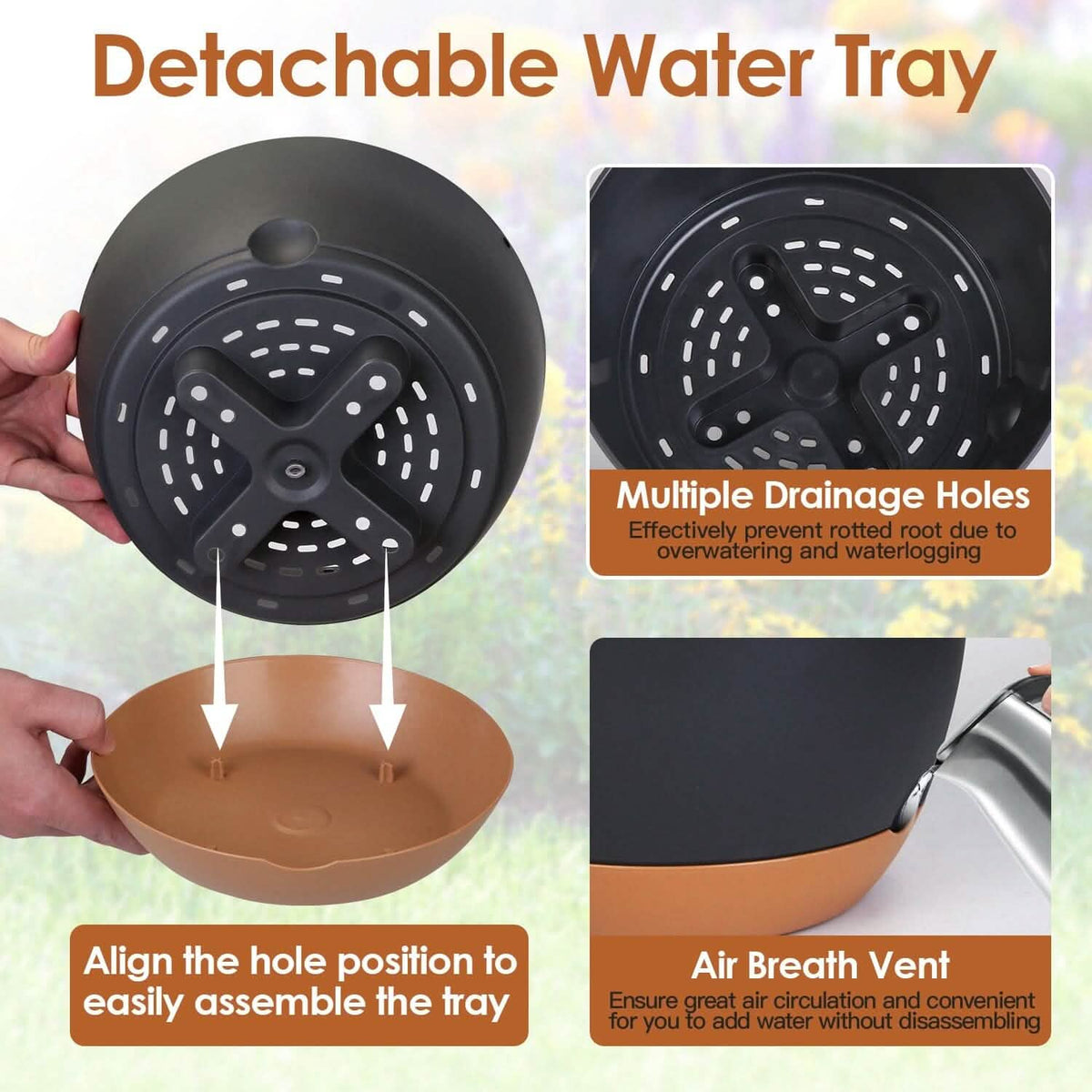 4-Piece: 9.64" Diameter Hanging Planter with Drainage Holes - A-1 Thread Vault