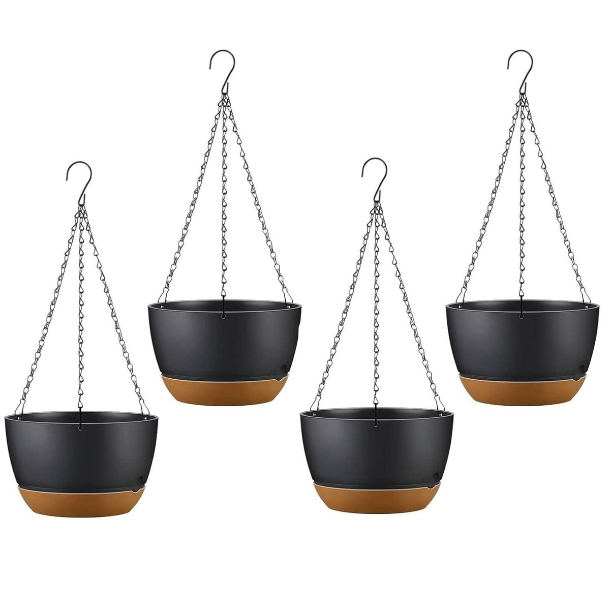 4-Piece: 9.64" Diameter Hanging Planter with Drainage Holes - A-1 Thread Vault