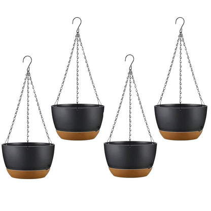 4-Piece: 9.64" Diameter Hanging Planter with Drainage Holes - A-1 Thread Vault