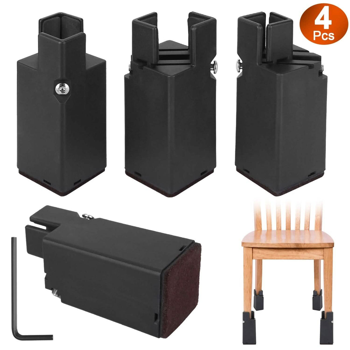 4-Piece: Adjustable Bed Riser with Screw Clamp - A-1 Thread Vault