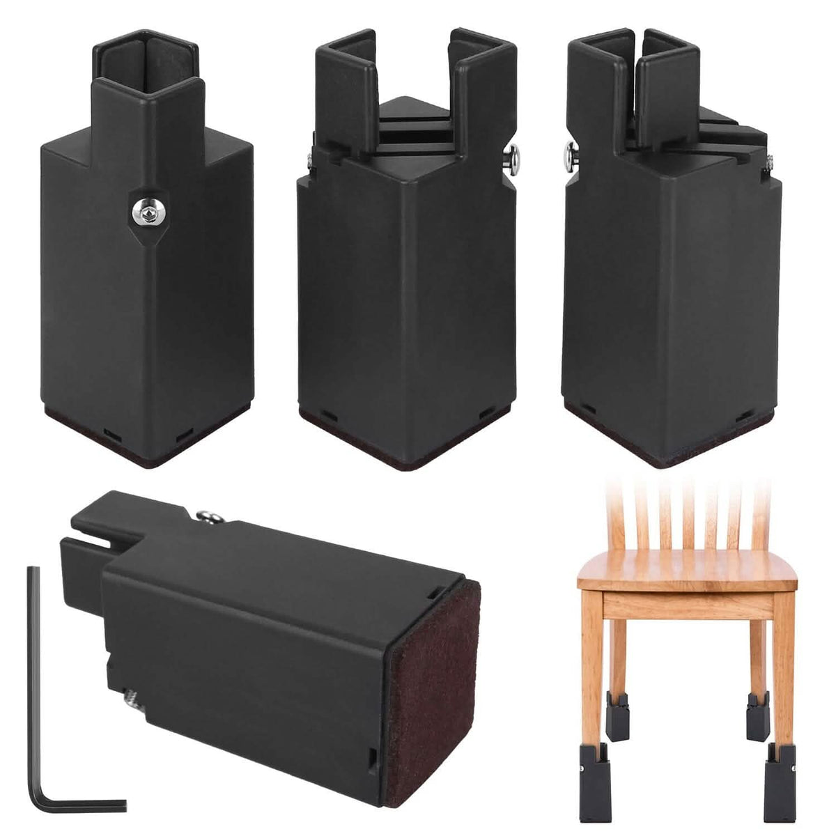 4-Piece: Adjustable Bed Riser with Screw Clamp - A-1 Thread Vault
