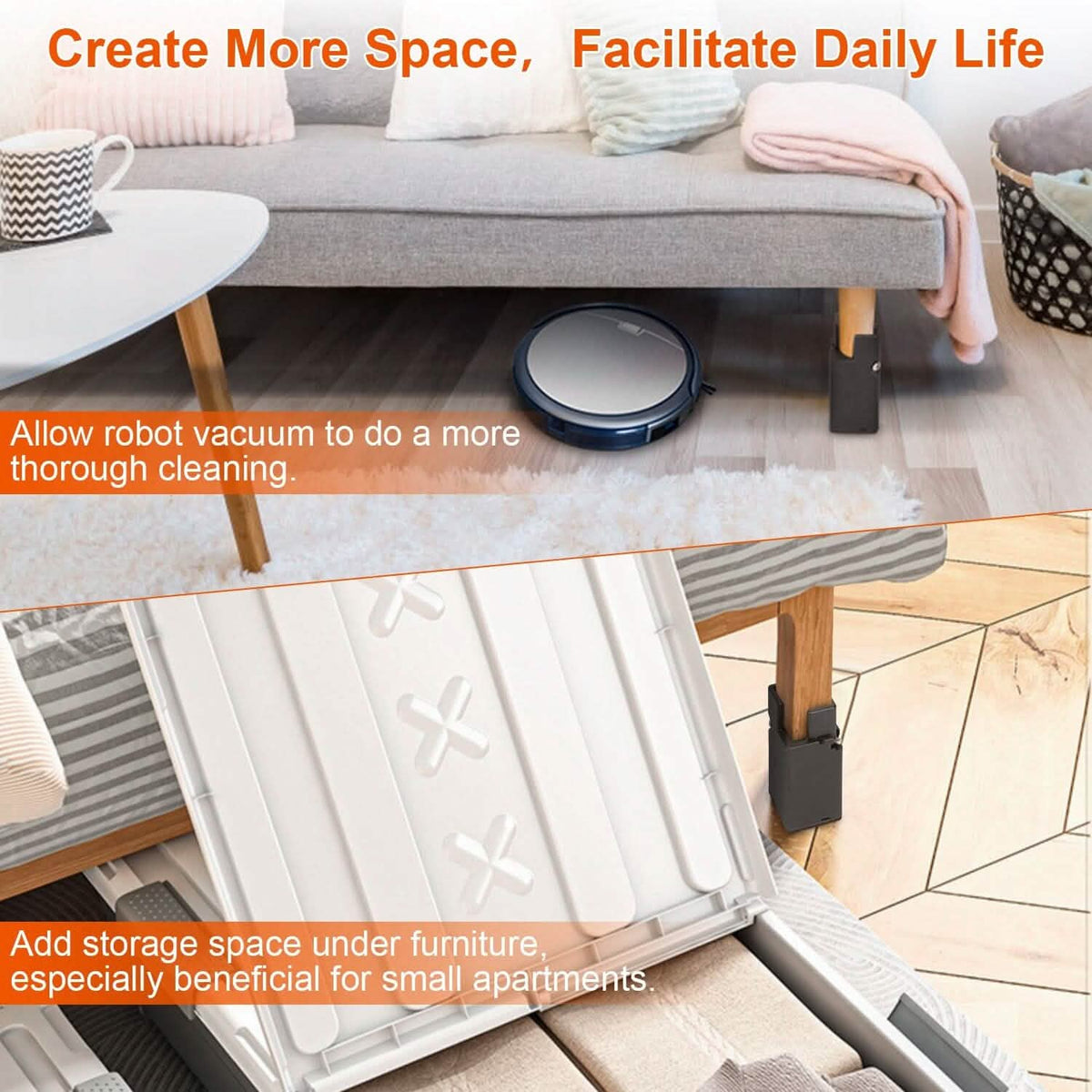 4-Piece: Adjustable Bed Riser with Screw Clamp - A-1 Thread Vault