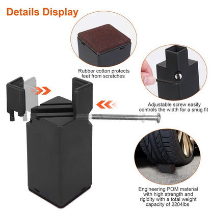 4-Piece: Adjustable Bed Riser with Screw Clamp - A-1 Thread Vault