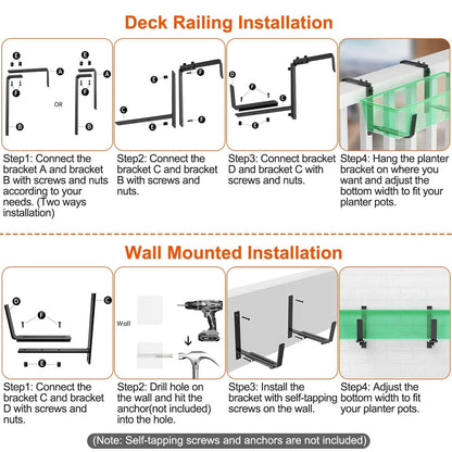 4-Piece: Adjustable Planter Box Brackets - A-1 Thread Vault