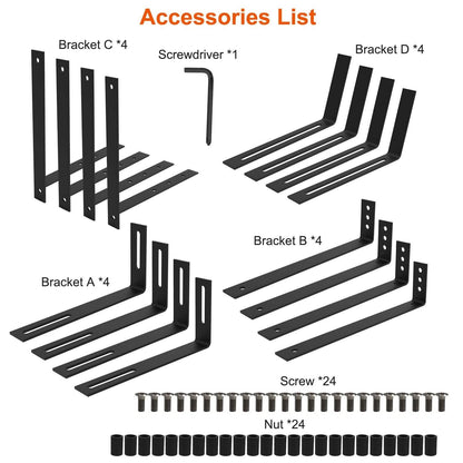 4-Piece: Adjustable Planter Box Brackets - A-1 Thread Vault