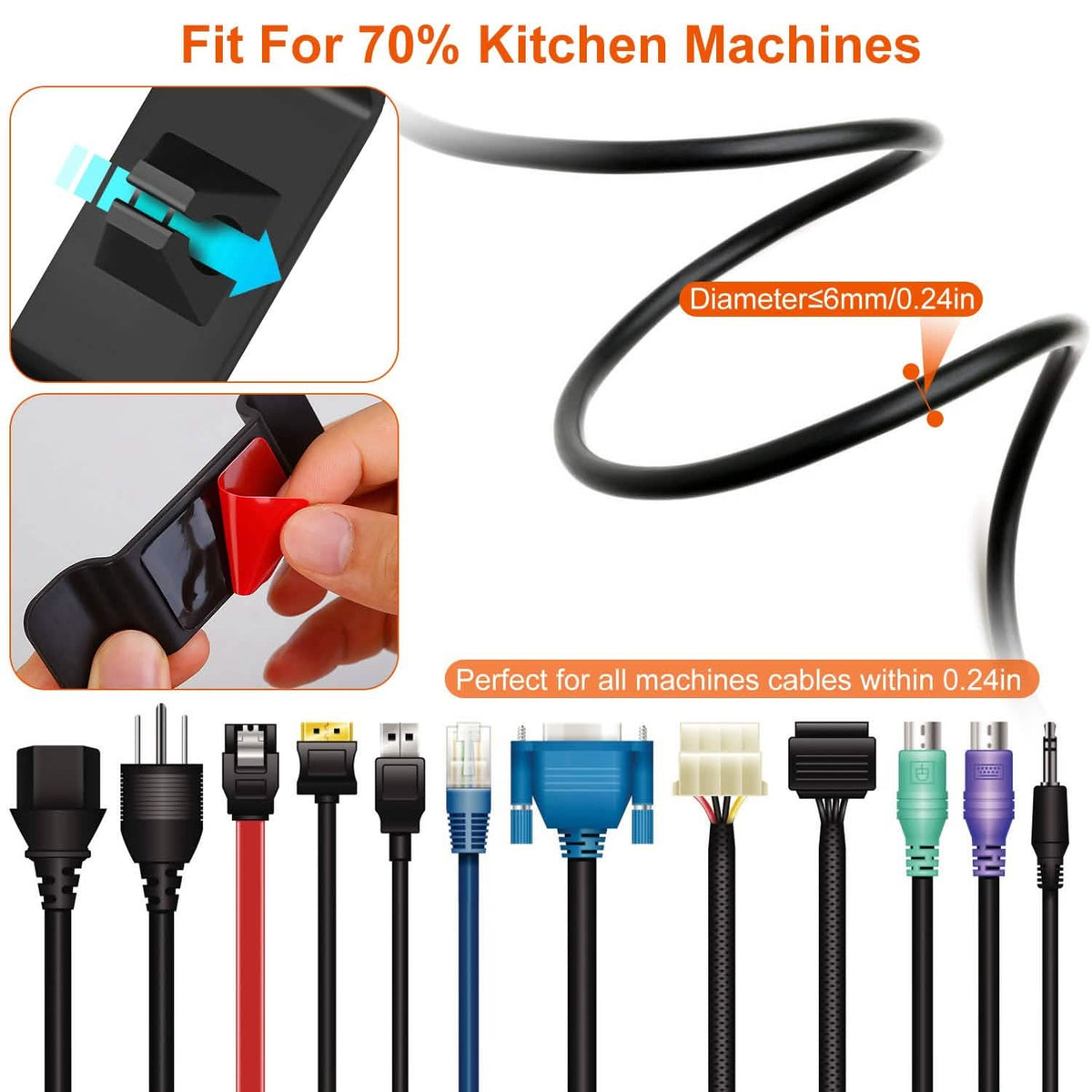 4-Piece: Cord Organizers Self-Adhesive Appliances Cord Holder - A-1 Thread Vault