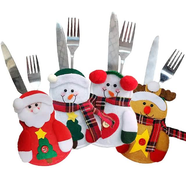 4-Piece: Holiday Tableware Sets Christmas Knife And Fork Bags - A-1 Thread Vault