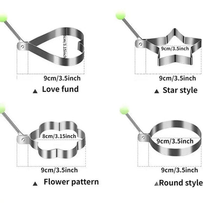 4-Piece Set: Stainless Steel Creative Egg Ring Molds - A-1 Thread Vault