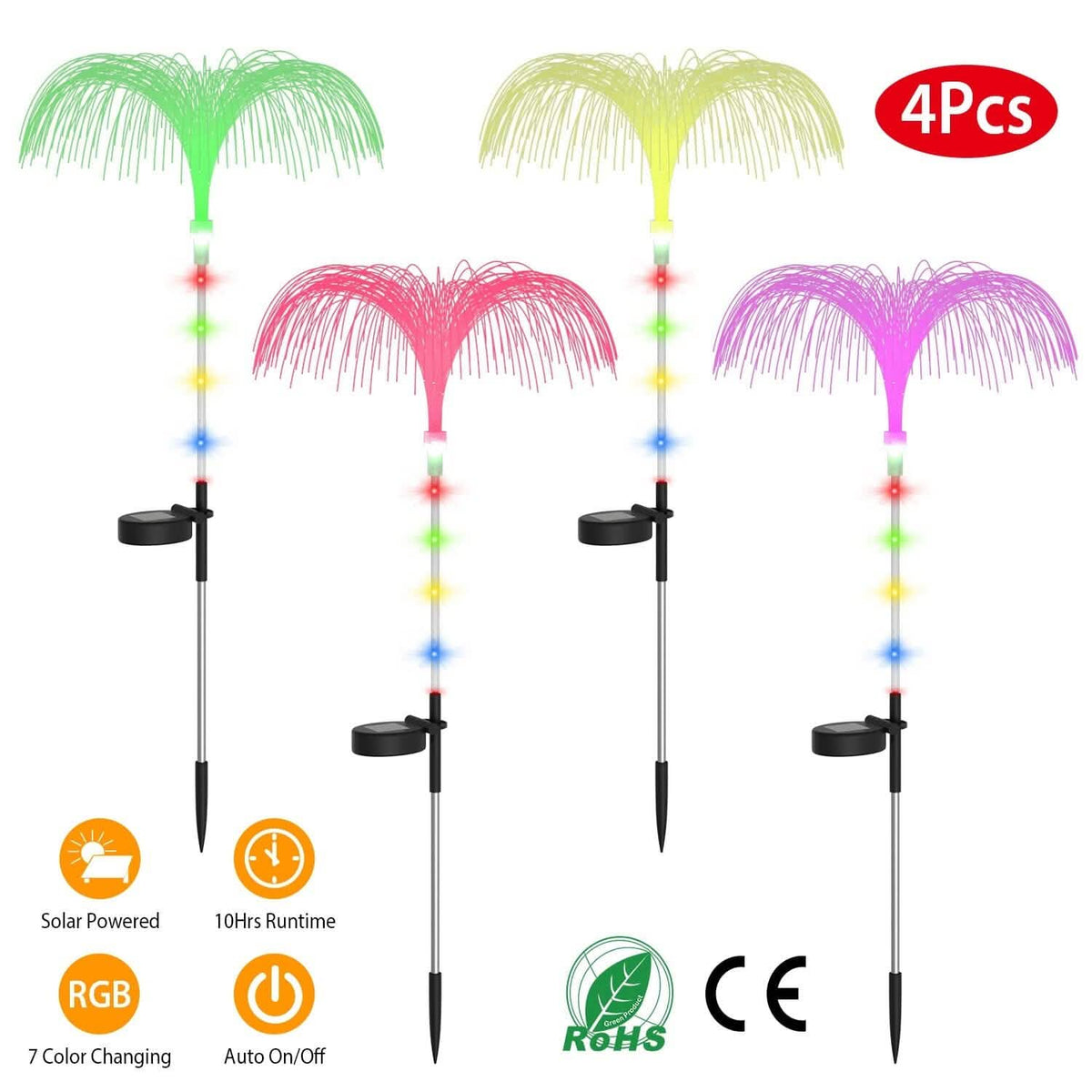 4-Piece: Solar Powered Jellyfish Lights - A-1 Thread Vault