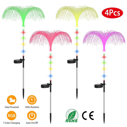 4-Piece: Solar Powered Jellyfish Lights - A-1 Thread Vault