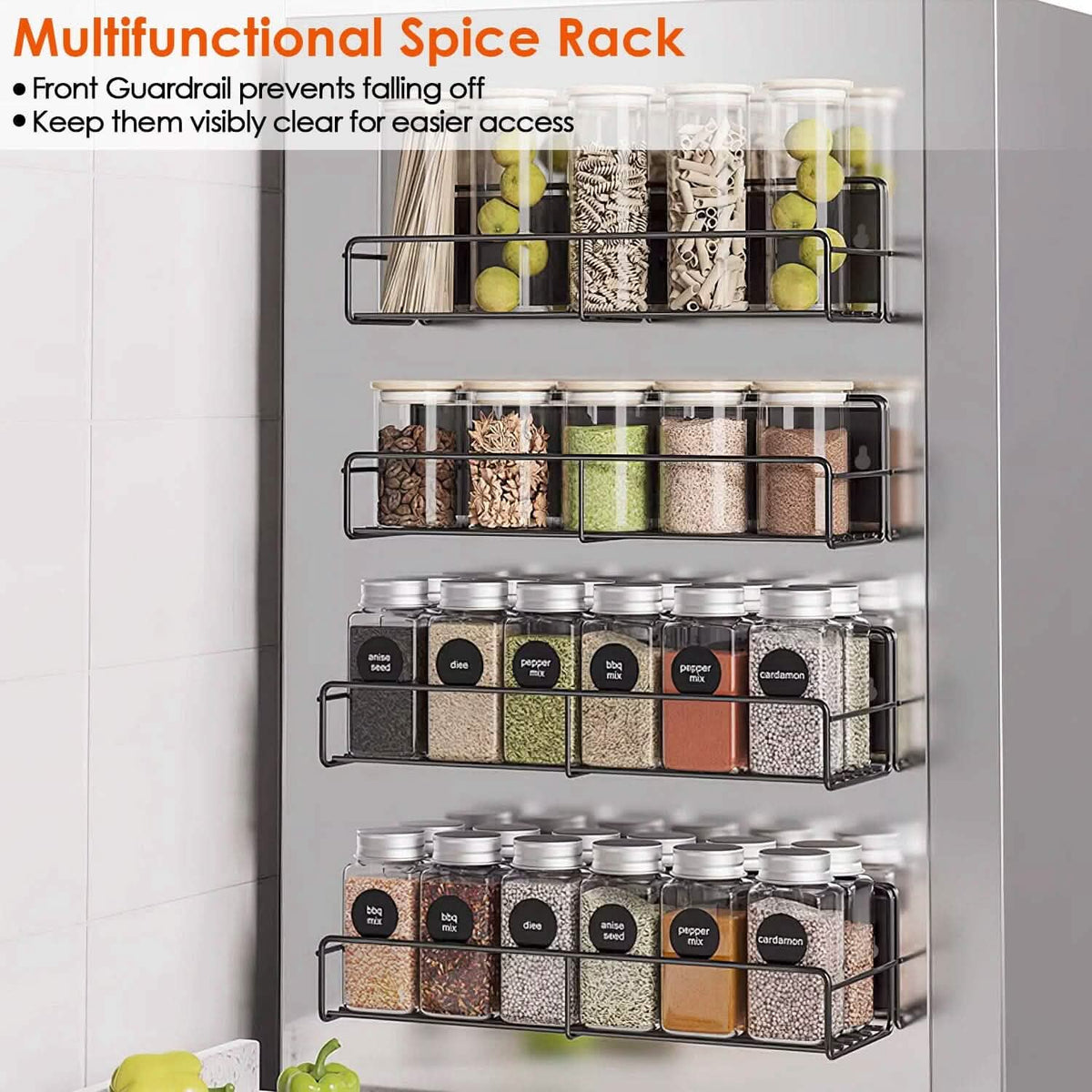 4-Piece: Strong Magnetic Spice Rack Organizer - A-1 Thread Vault