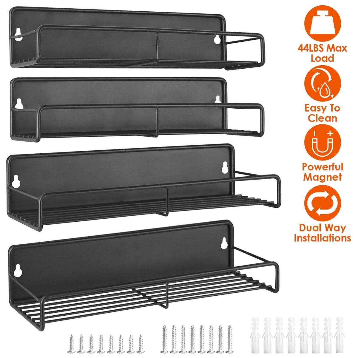 4-Piece: Strong Magnetic Spice Rack Organizer - A-1 Thread Vault