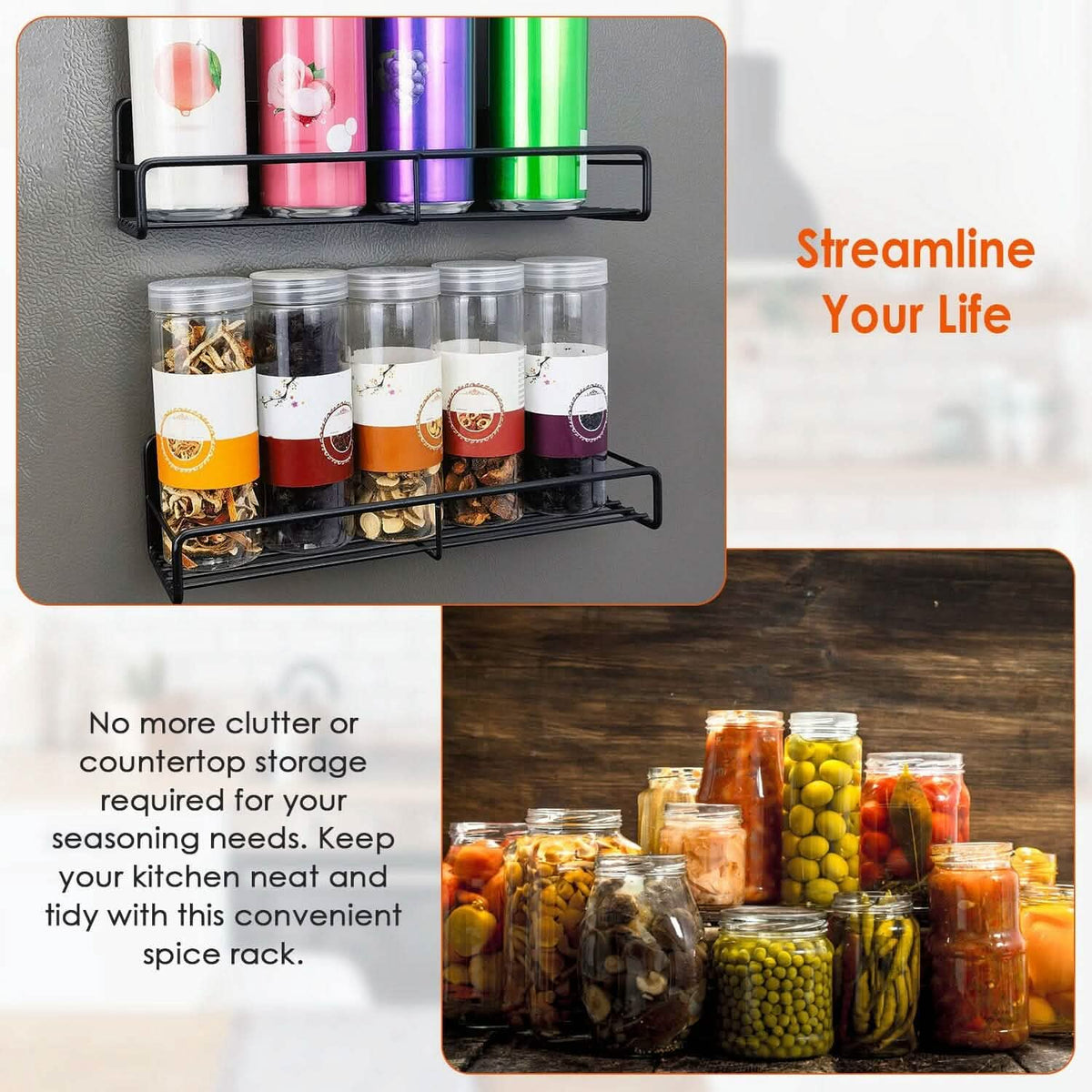 4-Piece: Strong Magnetic Spice Rack Organizer - A-1 Thread Vault