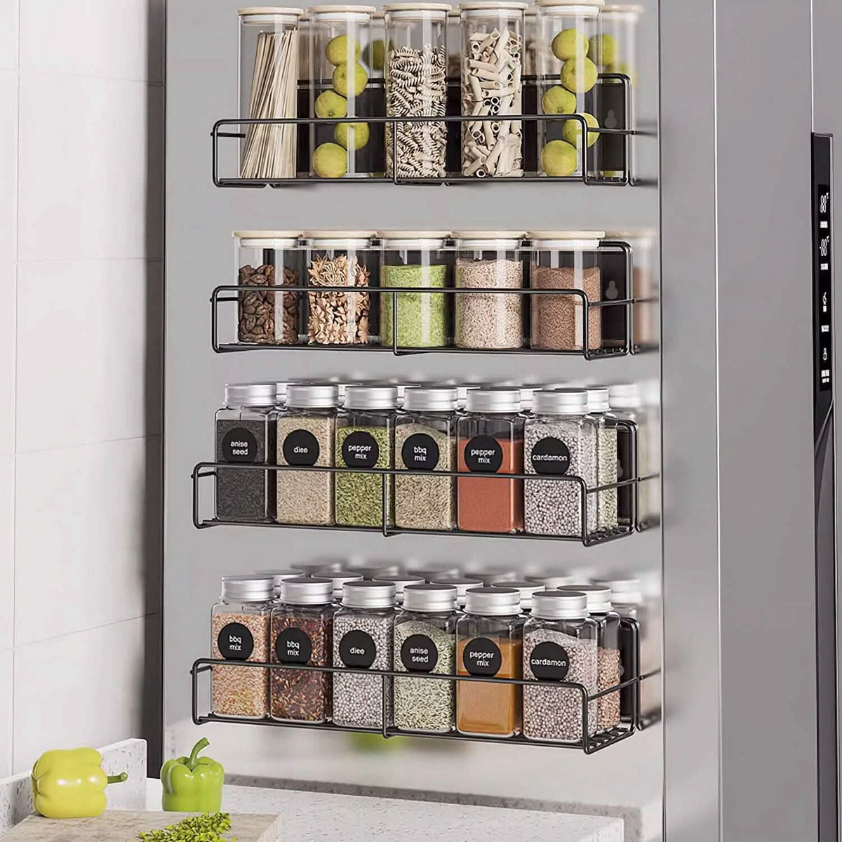 4-Piece: Strong Magnetic Spice Rack Organizer - A-1 Thread Vault