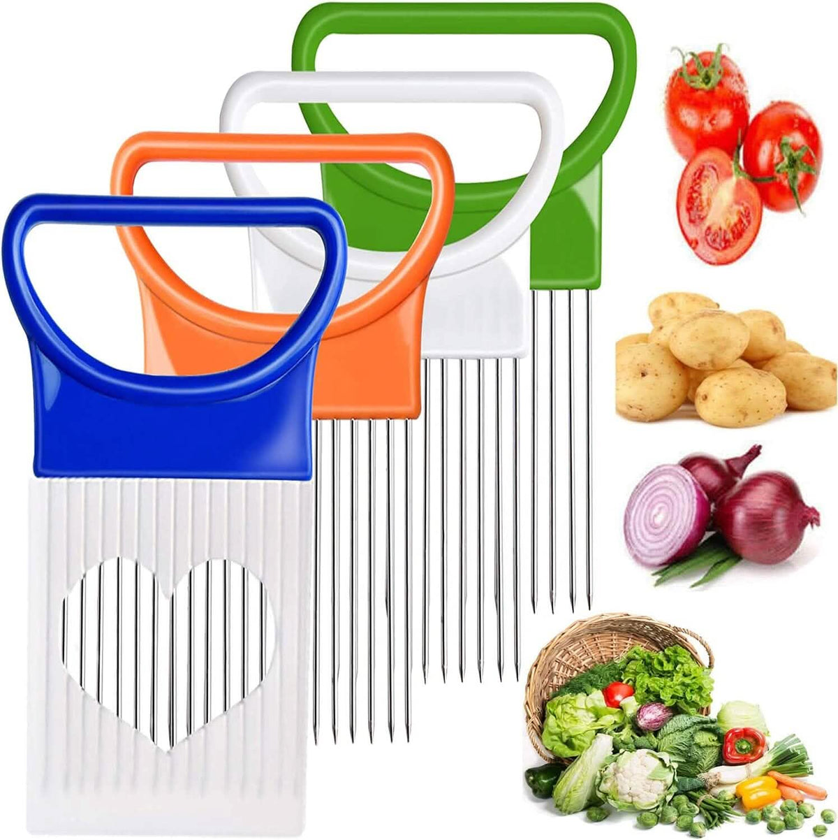 4-Pieces: All-In-One Onion Holder Slicer Set - A-1 Thread Vault
