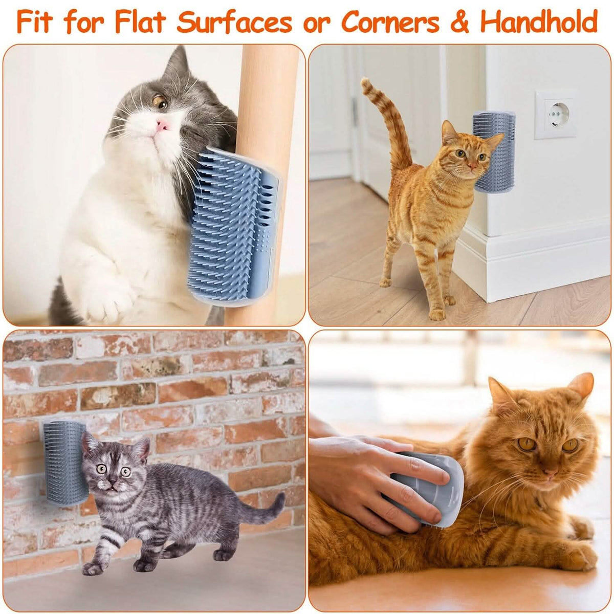 4-Pieces: Cat Self Groomer Soft Silicone Wall Corner Scratcher - A-1 Thread Vault