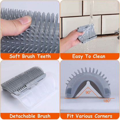 4-Pieces: Cat Self Groomer Soft Silicone Wall Corner Scratcher - A-1 Thread Vault