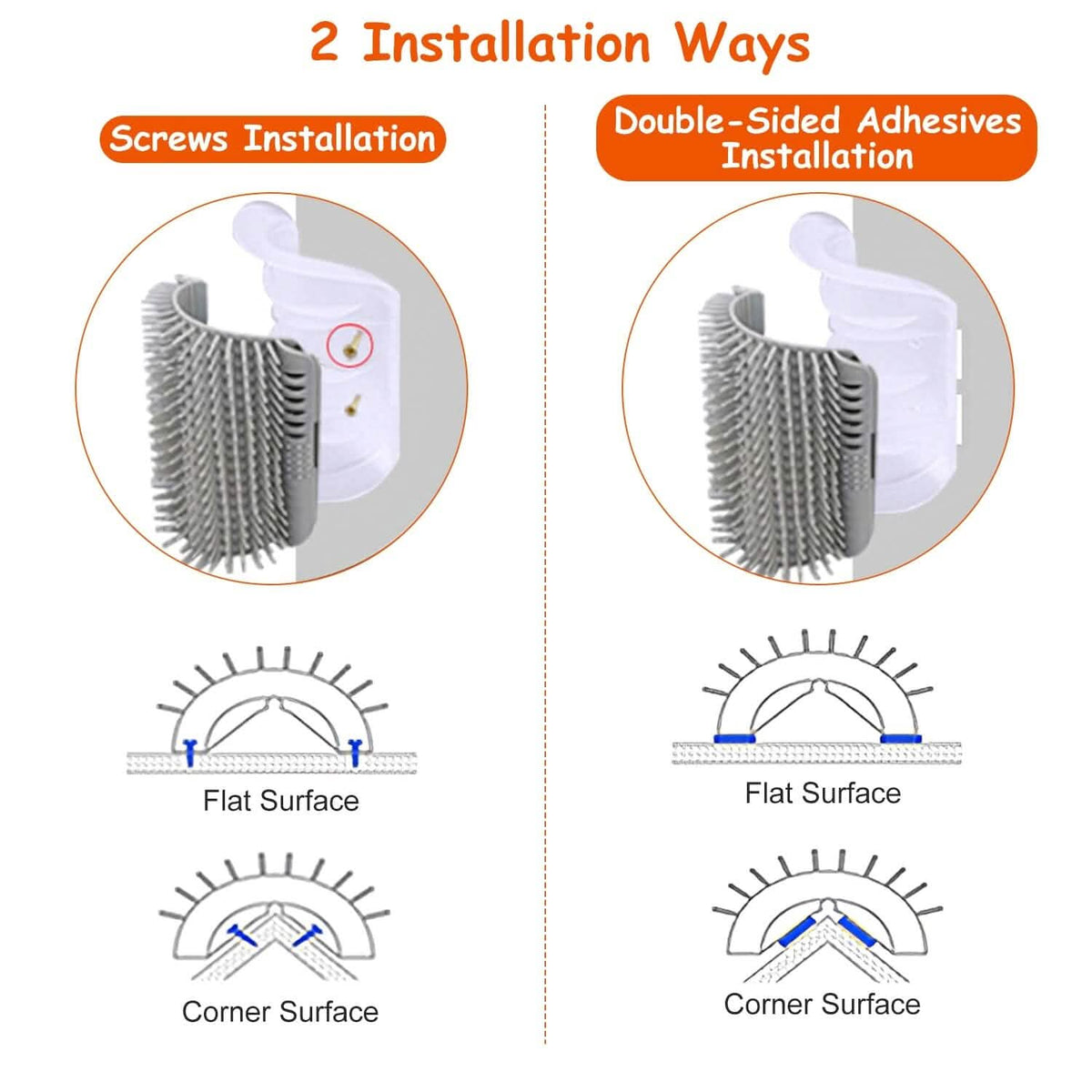 4-Pieces: Cat Self Groomer Soft Silicone Wall Corner Scratcher - A-1 Thread Vault