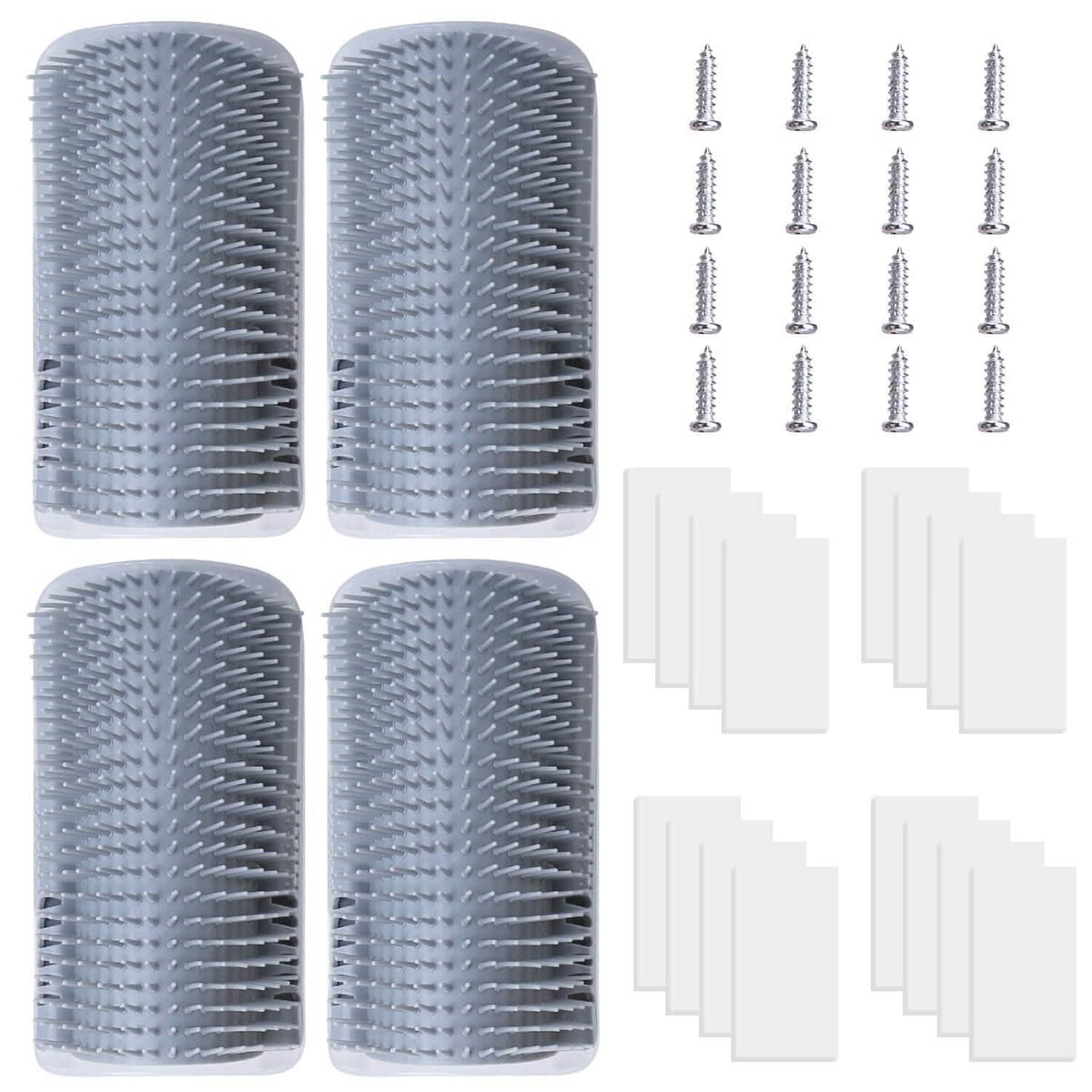 4-Pieces: Cat Self Groomer Soft Silicone Wall Corner Scratcher - A-1 Thread Vault