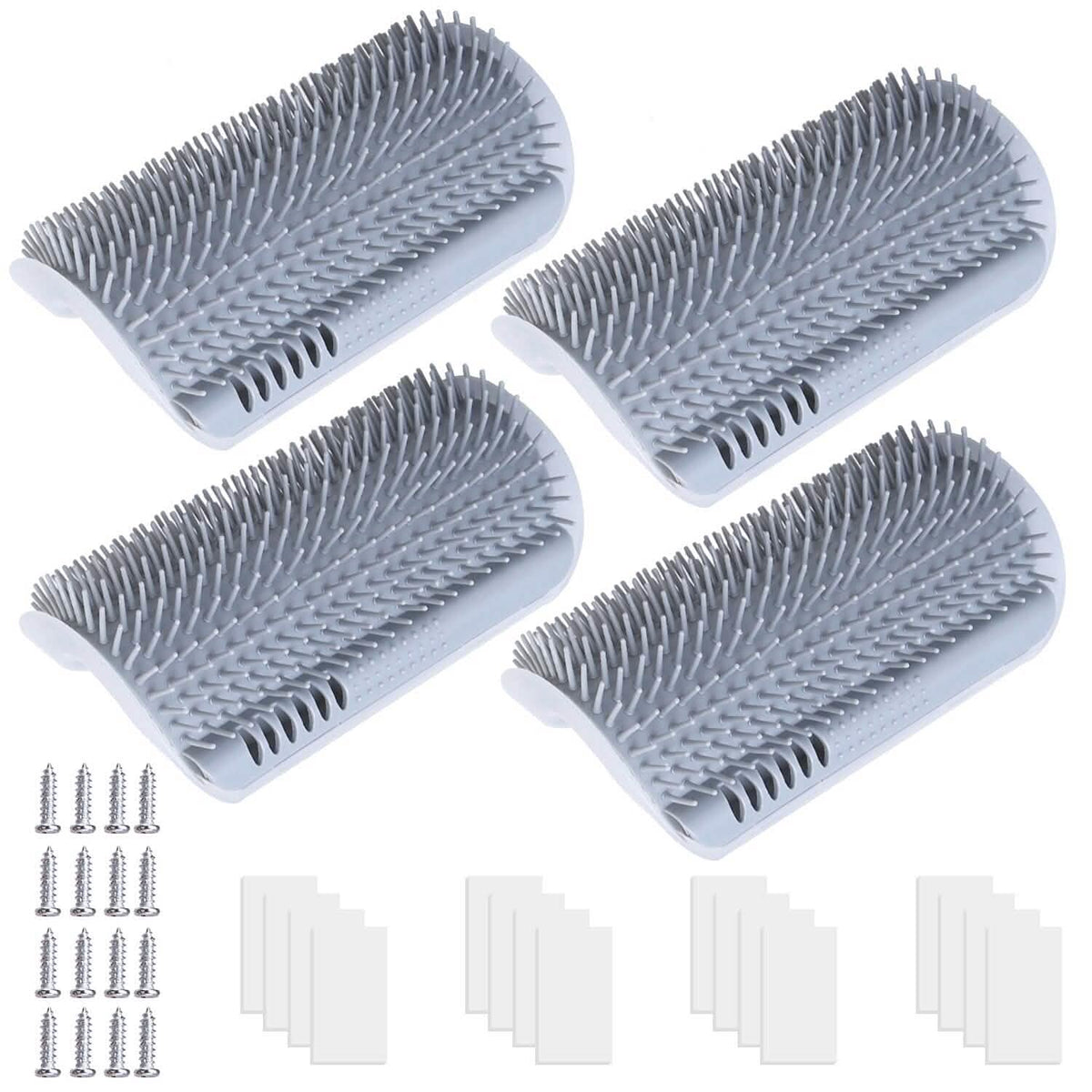 4-Pieces: Cat Self Groomer Soft Silicone Wall Corner Scratcher - A-1 Thread Vault